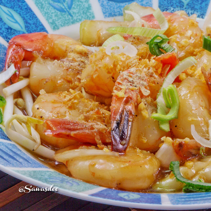 Crevettes à l&#39;ail et au poivre